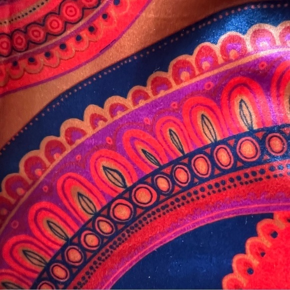 Tyler Boe orange velvet paisley print Dana midi dress bodycon long sleeve boho - Picture 5 of 13